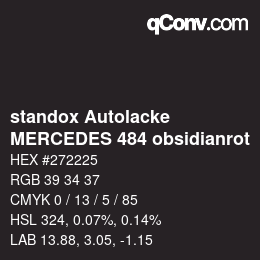 Color code: standox Autolacke - MERCEDES 484 obsidianrot | qconv.com