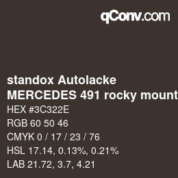 Farbcode: standox Autolacke - MERCEDES 491 rocky mountains brown dark | qconv.com