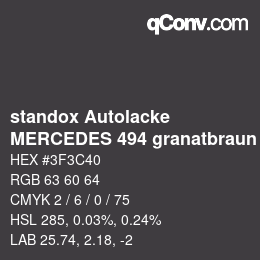 カラーコード: standox Autolacke - MERCEDES 494 granatbraun | qconv.com