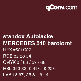 Code couleur: standox Autolacke - MERCEDES 540 barolorot | qconv.com