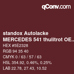 Color code: standox Autolacke - MERCEDES 541 thulitrot OEM 2006 | qconv.com