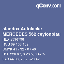 Color code: standox Autolacke - MERCEDES 562 ceylonblau | qconv.com