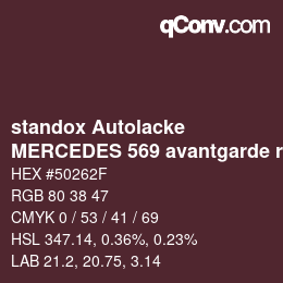 Color code: standox Autolacke - MERCEDES 569 avantgarde rot | qconv.com