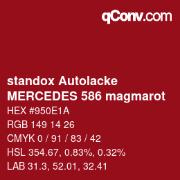 Farbcode: standox Autolacke - MERCEDES 586 magmarot | qconv.com