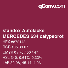 Code couleur: standox Autolacke - MERCEDES 634 calypsorot | qconv.com