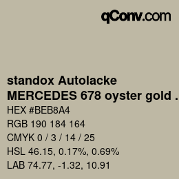 カラーコード: standox Autolacke - MERCEDES 678 oyster gold crystal OEM 2006 | qconv.com