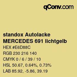 Color code: standox Autolacke - MERCEDES 691 lichtgelb | qconv.com