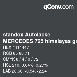 Color code: standox Autolacke - MERCEDES 725 himalayas grey dark | qconv.com