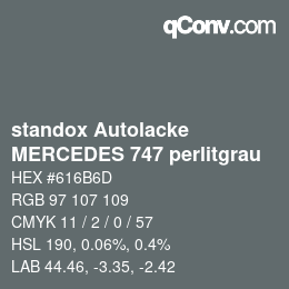 Farbcode: standox Autolacke - MERCEDES 747 perlitgrau | qconv.com