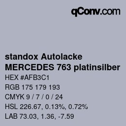 Color code: standox Autolacke - MERCEDES 763 platinsilber | qconv.com