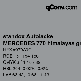 Código de color: standox Autolacke - MERCEDES 770 himalayas grey bright | qconv.com