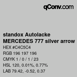 Farbcode: standox Autolacke - MERCEDES 777 silver arrow | qconv.com