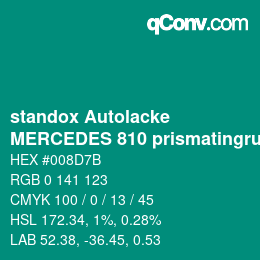 Color code: standox Autolacke - MERCEDES 810 prismatingruen | qconv.com