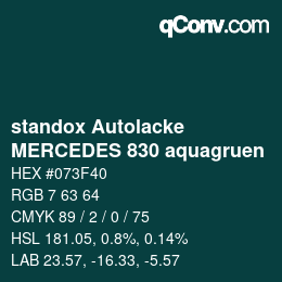 Color code: standox Autolacke - MERCEDES 830 aquagruen | qconv.com