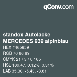 Code couleur: standox Autolacke - MERCEDES 939 alpinblau | qconv.com
