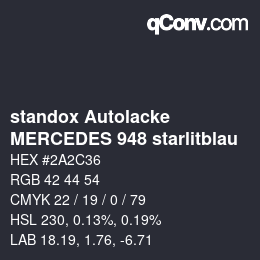 Code couleur: standox Autolacke - MERCEDES 948 starlitblau | qconv.com