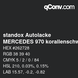 Code couleur: standox Autolacke - MERCEDES 970 korallenschwarz | qconv.com