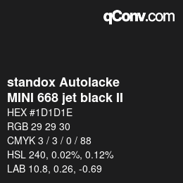 Código de color: standox Autolacke - MINI 668 jet black II | qconv.com