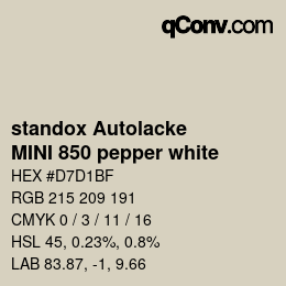 Color code: standox Autolacke - MINI 850 pepper white | qconv.com