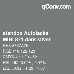 カラーコード: standox Autolacke - MINI 871 dark silver | qconv.com