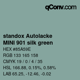 Color code: standox Autolacke - MINI 901 silk green | qconv.com