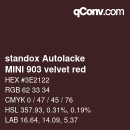 Color code: standox Autolacke - MINI 903 velvet red | qconv.com