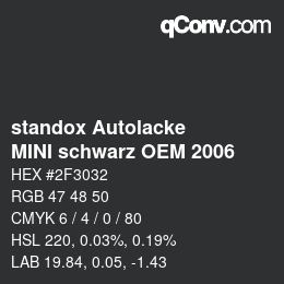 Código de color: standox Autolacke - MINI schwarz OEM 2006 | qconv.com