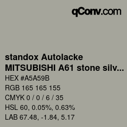 Color code: standox Autolacke - MITSUBISHI A61 stone silver | qconv.com