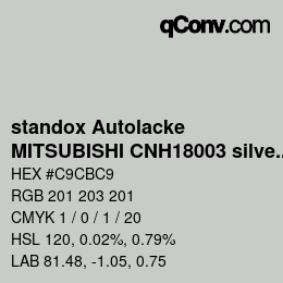 Color code: standox Autolacke - MITSUBISHI CNH18003 silver OEM2005 | qconv.com