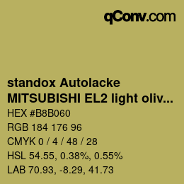 Farbcode: standox Autolacke - MITSUBISHI EL2 light olive | qconv.com