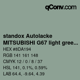 Farbcode: standox Autolacke - MITSUBISHI G67 light green | qconv.com