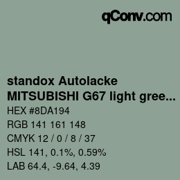 Color code: standox Autolacke - MITSUBISHI G67 light green | qconv.com