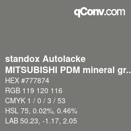 Code couleur: standox Autolacke - MITSUBISHI PDM mineral grey OEM 2006 | qconv.com