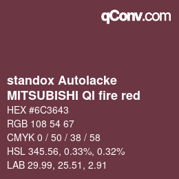 Color code: standox Autolacke - MITSUBISHI QI fire red | qconv.com