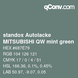 Code couleur: standox Autolacke - MITSUBISHI QW mint green | qconv.com