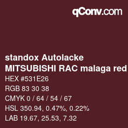 Code couleur: standox Autolacke - MITSUBISHI RAC malaga red | qconv.com