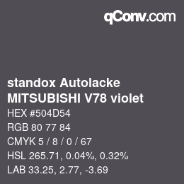 Code couleur: standox Autolacke - MITSUBISHI V78 violet | qconv.com