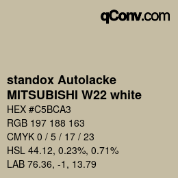 Color code: standox Autolacke - MITSUBISHI W22 white | qconv.com