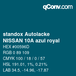 Color code: standox Autolacke - NISSAN 10A azul royal | qconv.com