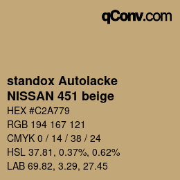 Farbcode: standox Autolacke - NISSAN 451 beige | qconv.com