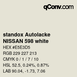 Color code: standox Autolacke - NISSAN 598 white | qconv.com