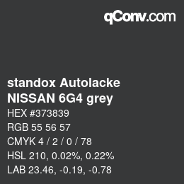 Color code: standox Autolacke - NISSAN 6G4 grey | qconv.com