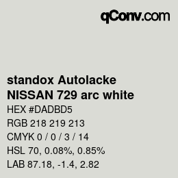 Color code: standox Autolacke - NISSAN 729 arc white | qconv.com