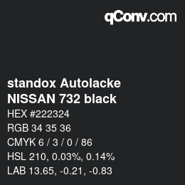 Código de color: standox Autolacke - NISSAN 732 black | qconv.com