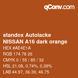 Color code: standox Autolacke - NISSAN A16 dark orange | qconv.com