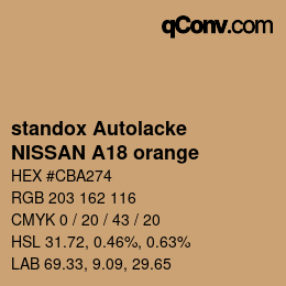 Farbcode: standox Autolacke - NISSAN A18 orange | qconv.com