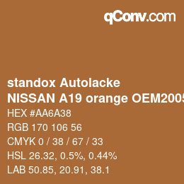 Color code: standox Autolacke - NISSAN A19 orange OEM2005 | qconv.com