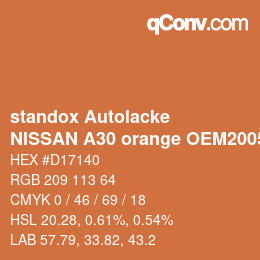 カラーコード: standox Autolacke - NISSAN A30 orange OEM2005 | qconv.com