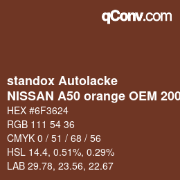 Color code: standox Autolacke - NISSAN A50 orange OEM 2006 | qconv.com