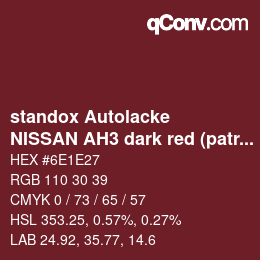 Código de color: standox Autolacke - NISSAN AH3 dark red (patrol) | qconv.com